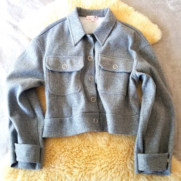 re:named cropped grey fleece jacket